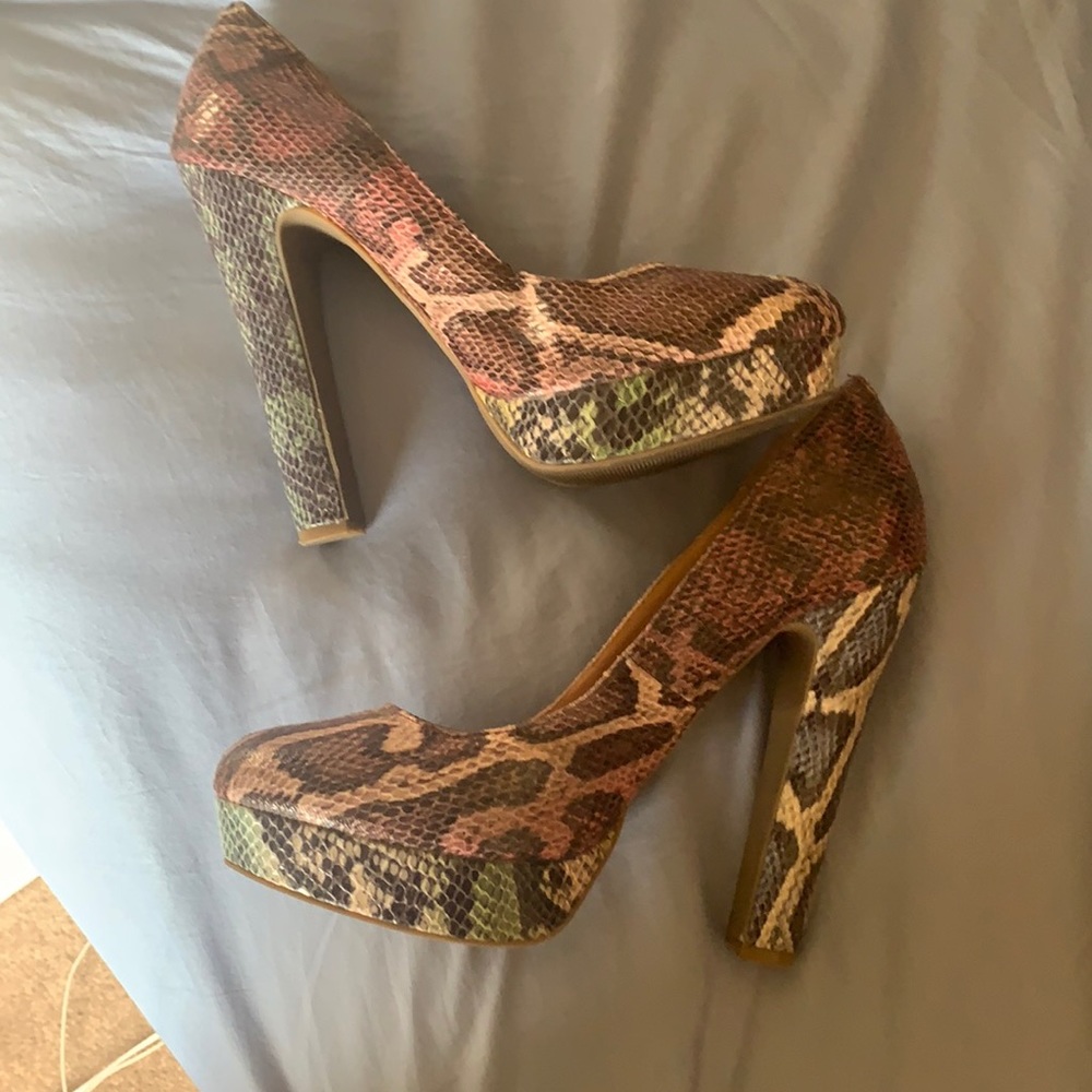 Cosmopolitan Multi Color Snake Print Heels